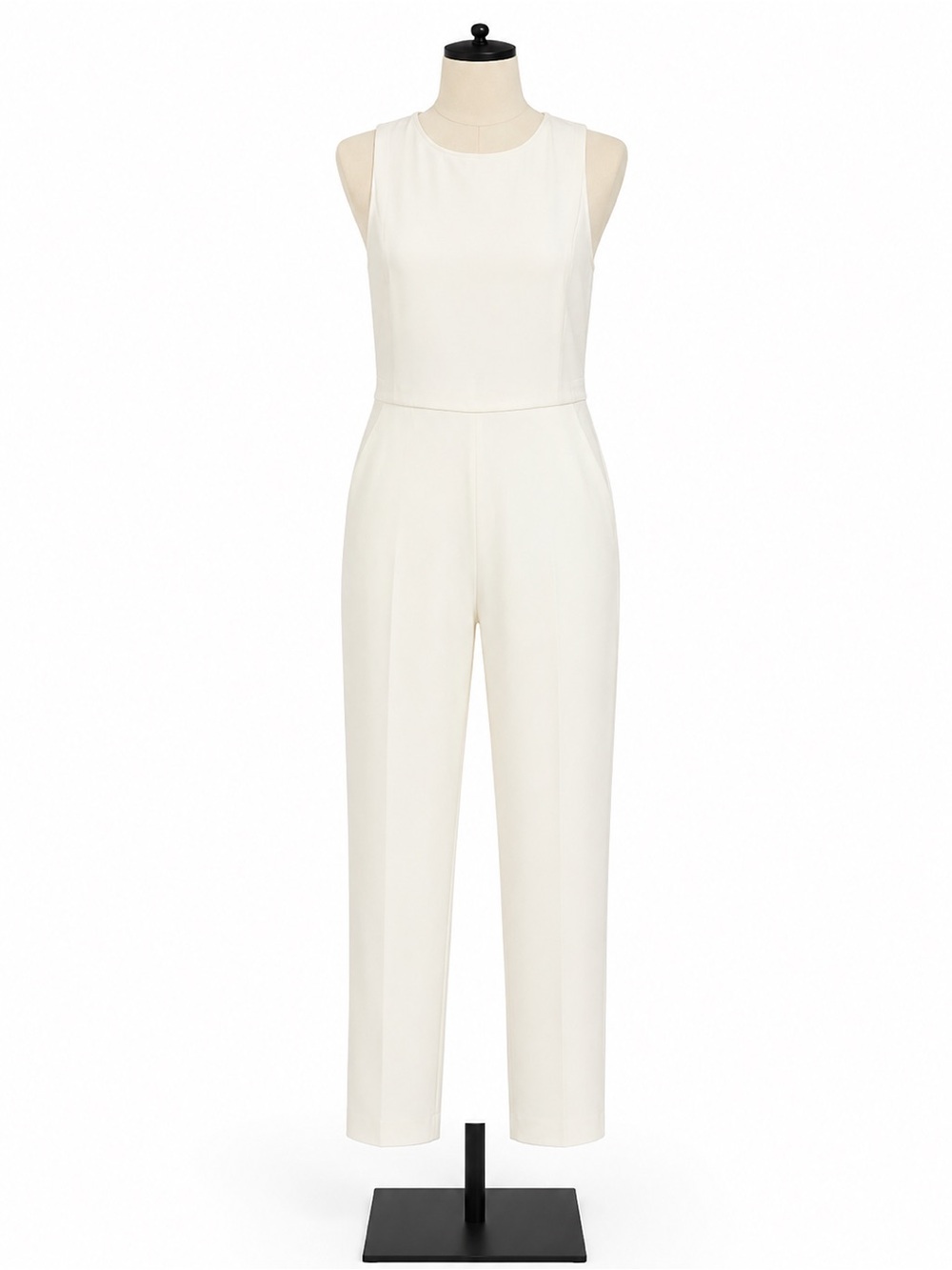 Theory Cream Sleeveless Tailored Jumpsuit